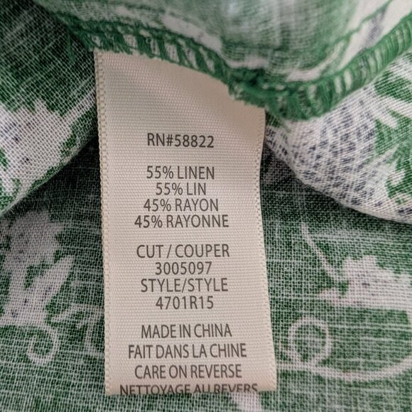 Max Studio London Linen Blend Green Floral Midi Skirt Size Small Pockets Summer - Picture 11 of 14